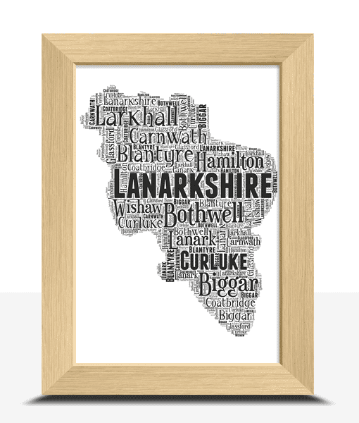 Lanarkshire – Personalised Word Art Map Personalised Prints Lanarkshire – Personalised Word Art Map Maps