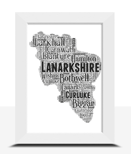 Lanarkshire – Personalised Word Art Map Personalised Prints Lanarkshire – Personalised Word Art Map Maps