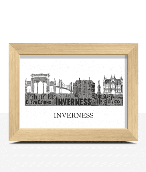 Personalised Inverness Skyline Word Art City Skyline Prints