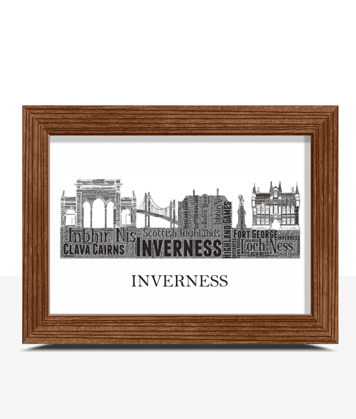 Personalised Inverness Skyline Word Art City Skyline Prints