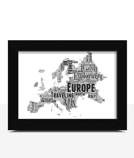 Personalised Map Of Europe – Word Art Print Maps