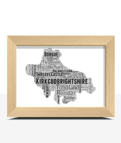 Kirkcudbrightshire – Personalised Word Art Map Maps