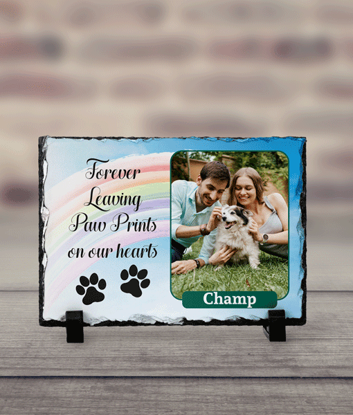 Personalised Rainbow Bridge Pet Memorial Slate Photo Plaque Memorial Gifts
