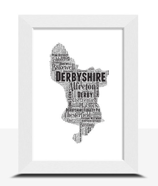 Personalised Derbyshire Word Art Map Maps