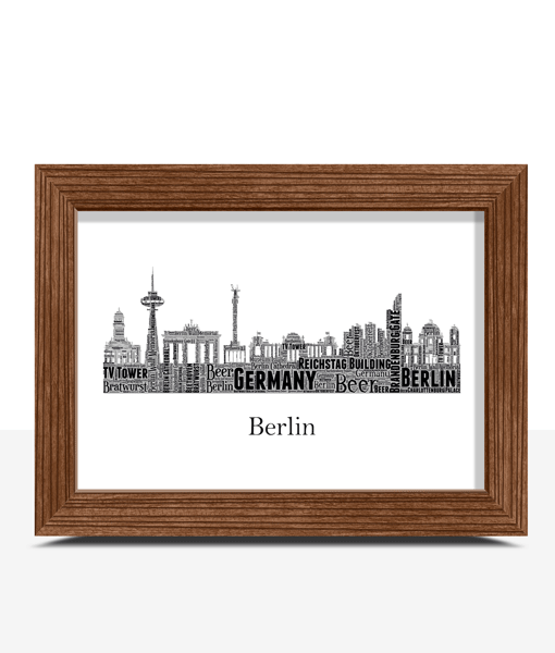 Personalised Berlin Skyline Word Art Print City Skyline Prints