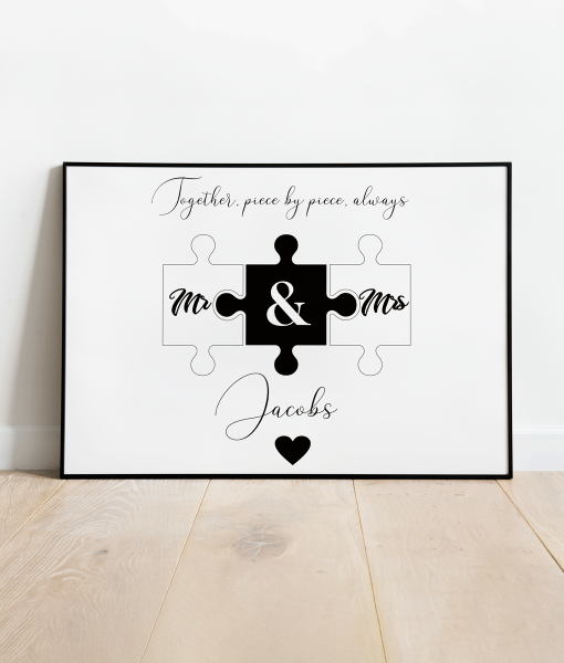 Personalised Wedding or Anniversary Jigsaw Frame Gift Anniversary Gifts