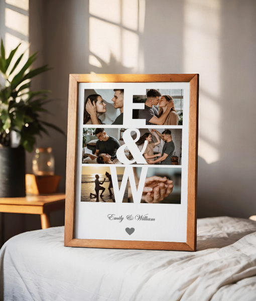 Personalised Couple Initials Photo Print Gift Anniversary Gifts
