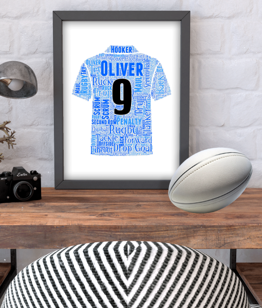 Personalised Rugby Shirt Word Art – Rugby Gift Fathers Day Gifts