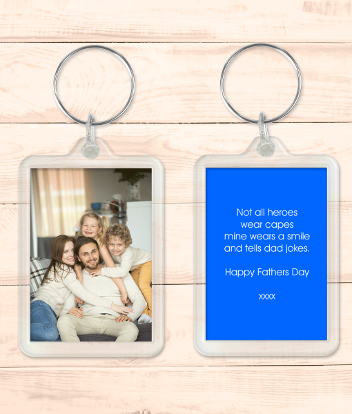 Personalised Photo Keyring With Text – Double Sided Birthday Gifts